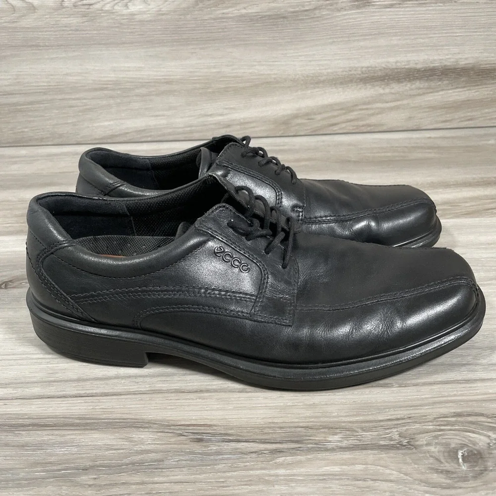 Ecco Helsinki Black Bicycle Toe‎ Tie Shoes Men Size 9/9.5 EU 43 Leather